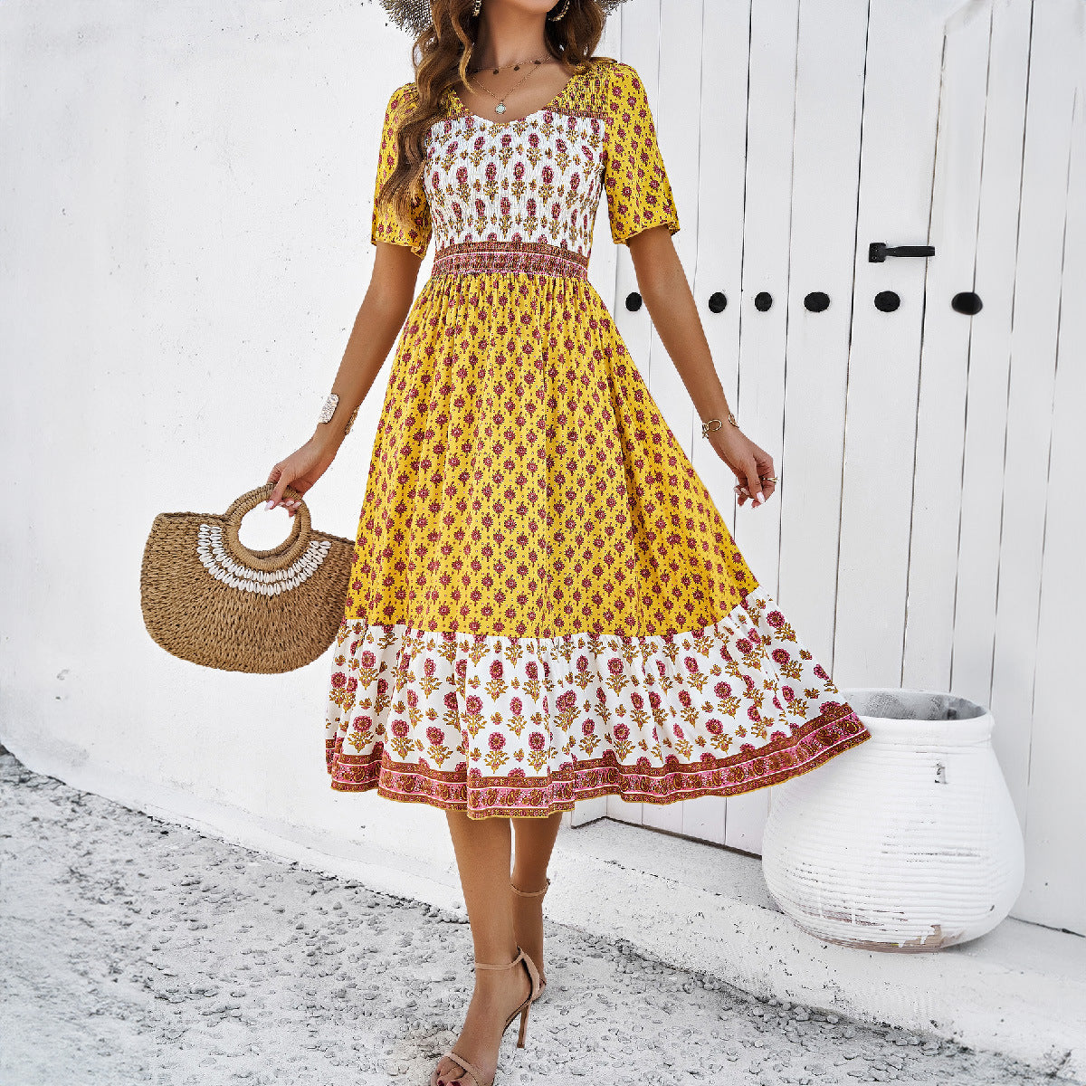 Boho Printed Sophie Laurie Summer Midi Dress