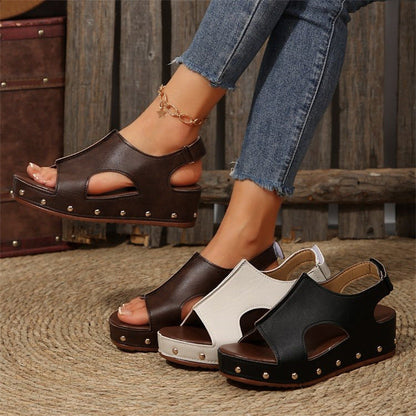 Chic Platform Peep Toe Sandals by Sophie Laurie