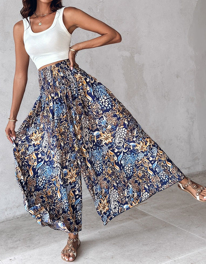 Retro Floral Wide-Leg Pants by Sophie Laurie