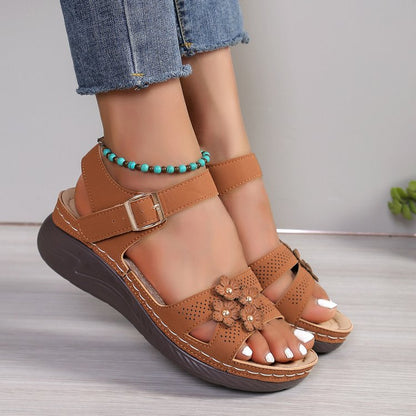 Floral Comfort Wedge Sandals by Sophie Laurie