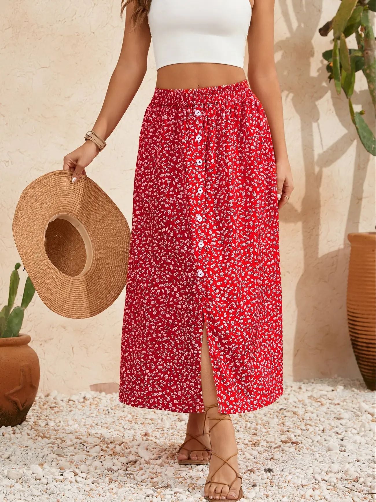 Pastoral Floral A-Line Skirt by Sophie Laurie