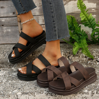 Chic Platform Sophie Laurie Cross Sandals