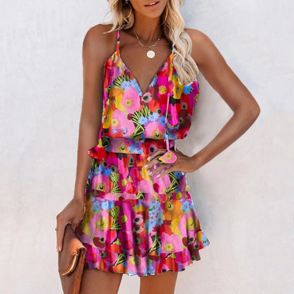 Vibrant Floral V-Neck Dress by Sophie Laurie