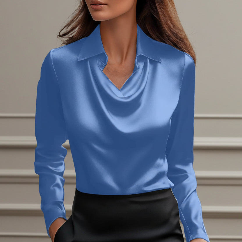 Elegant Satin Swing Collar Top by Sophie Laurie