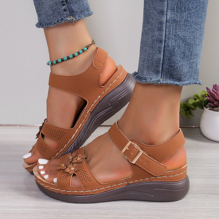 Floral Comfort Wedge Sandals by Sophie Laurie