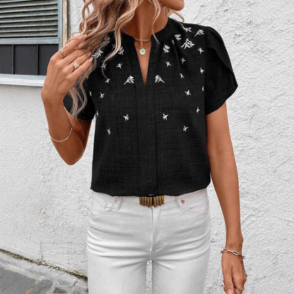 Chic Printed Blouse Sophie Laurie Shoulder Pleat Top