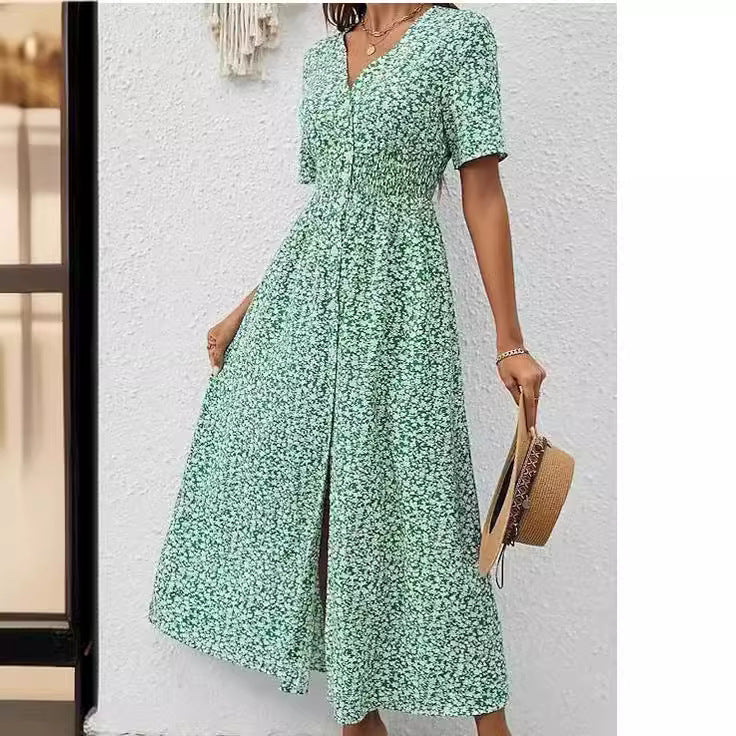 Elegant V-Neck Split Dress by Sophie Laurie