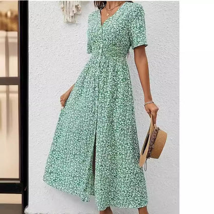 Elegant V-Neck Split Dress by Sophie Laurie