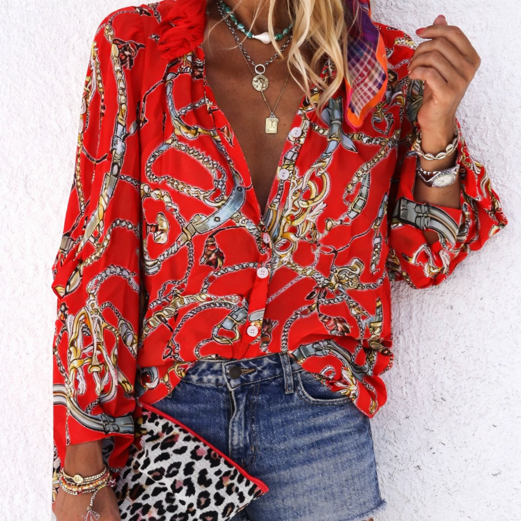 Chic Printed Long Sleeve Blouse by Sophie Laurie