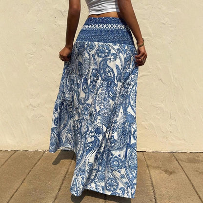 Bohemian Blue Print Sophie Laurie Maxi Skirt