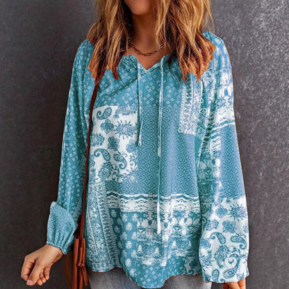 Boho Print Sophie Laurie Long Sleeve Blouse