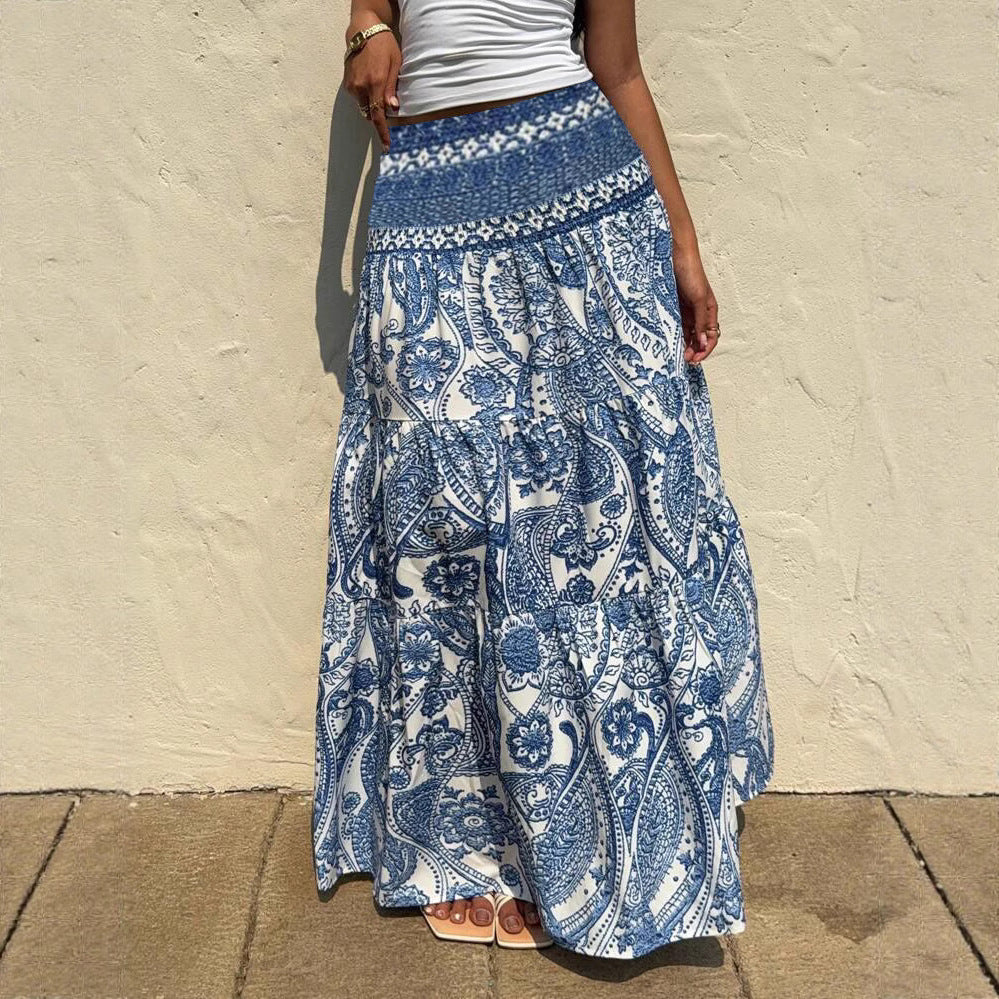Bohemian Blue Print Sophie Laurie Maxi Skirt