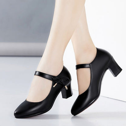 Chic Mid-Heel Buckle Pumps by Sophie Laurie