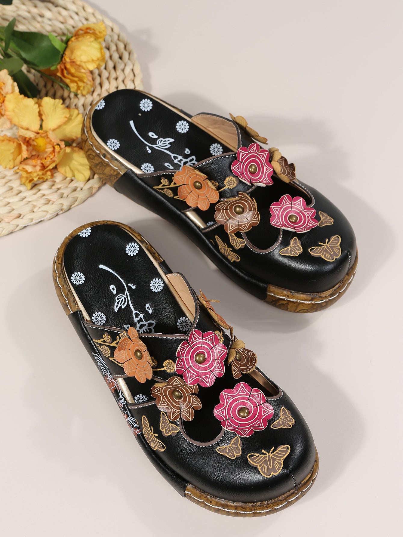 Boho Floral Sophie Laurie Round Toe Sandals