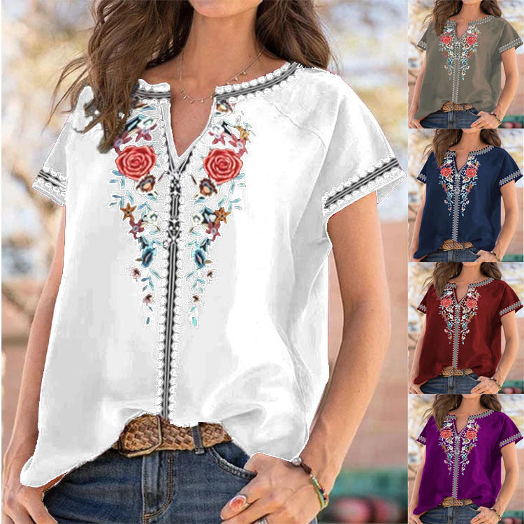 Ethnic Print Short Sleeve Top Sophie Laurie