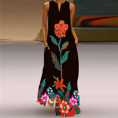 Vibrant Printed Maxi Dress Sophie Laurie Sleeveless