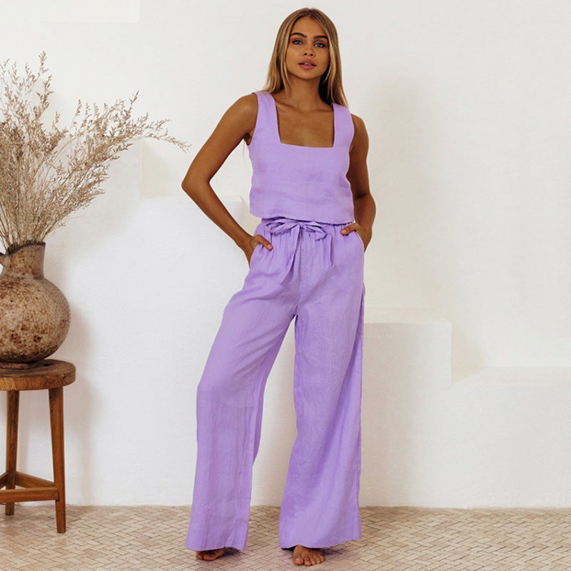 Relaxed Cotton Linen Vest Set by Sophie Laurie