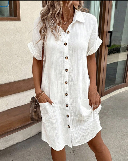 Chic Short Sleeve Shirt Dress by Sophie Laurie