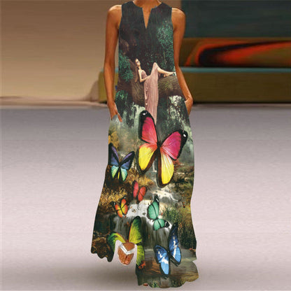 Retro Print Long Dress by Sophie Laurie