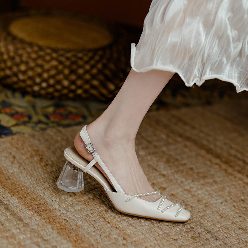 Elegant Crystal Heel Sandals by Sophie Laurie