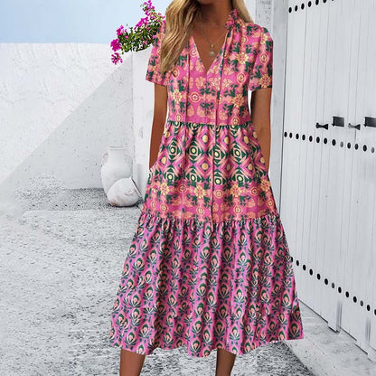 Vibrant Printed Sophie Laurie Summer Midi Dress