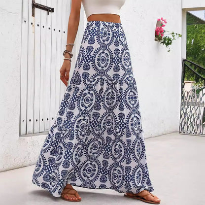 Blue Porcelain Print Sophie Laurie Swing Skirt