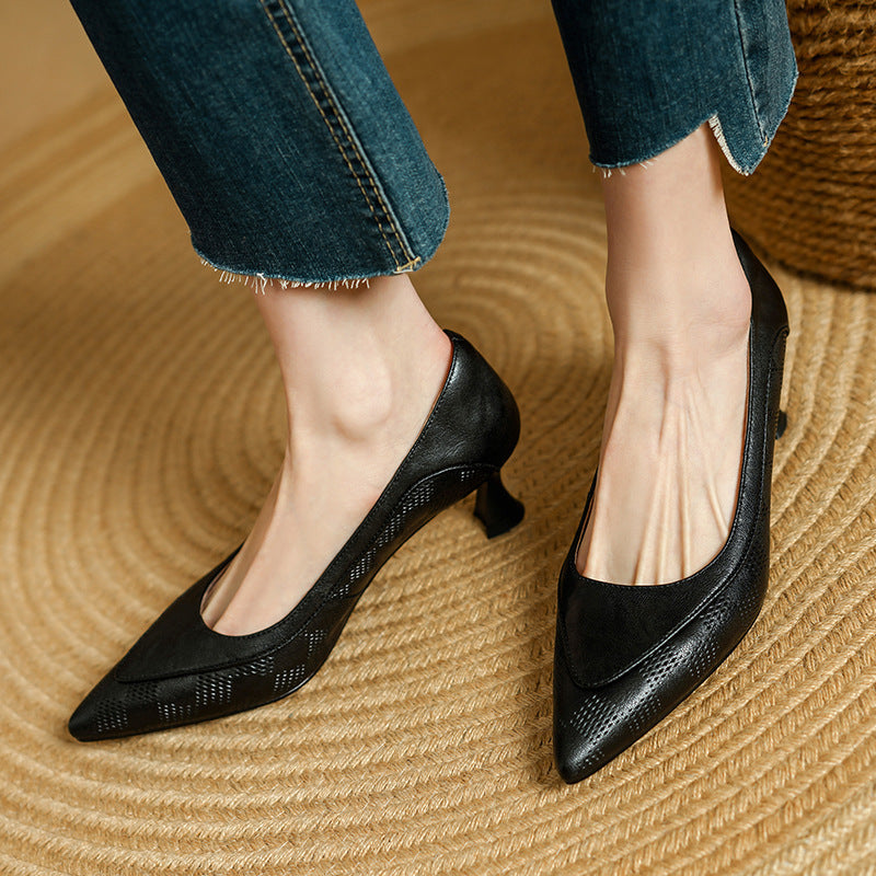 Elegant Leather Pointed Heels by Sophie Laurie