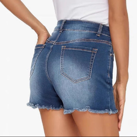 High Waist Slim Fit Denim Shorts by Sophie Laurie