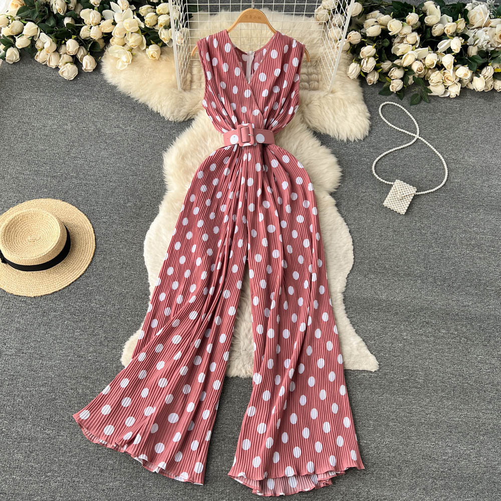 Chic Polka Dot Chiffon Jumpsuit by Sophie Laurie