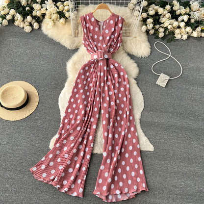 Chic Polka Dot Chiffon Jumpsuit by Sophie Laurie