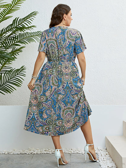 Retro Print Sophie Laurie V-Neck Summer Dress