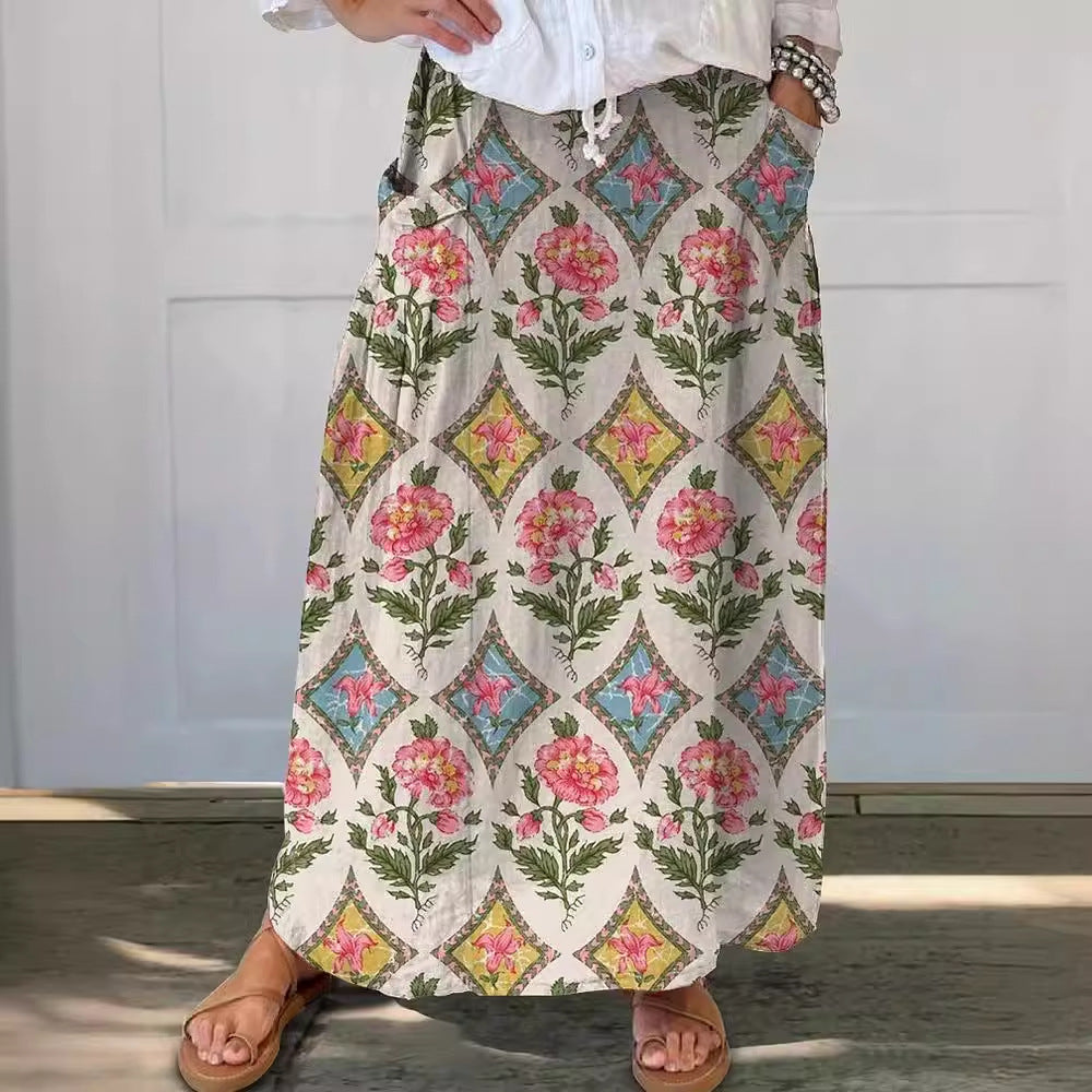 Retro Floral Sophie Laurie Everyday Pocket Skirt