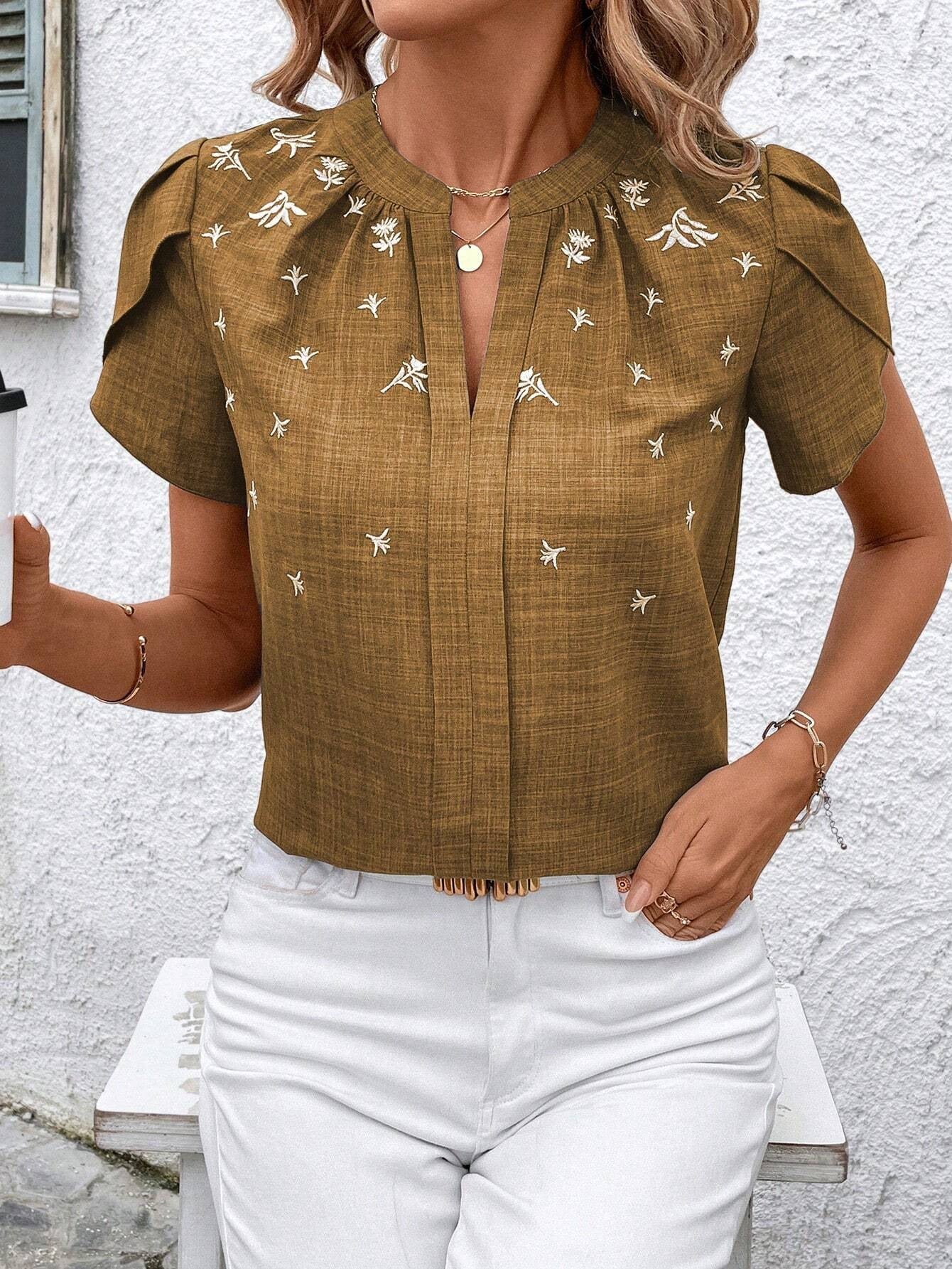 Chic Printed Blouse Sophie Laurie Shoulder Pleat Top