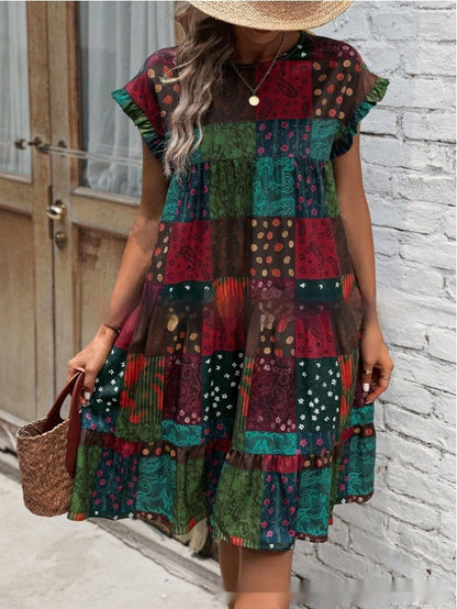 Boho Patchwork Sophie Laurie Summer Midi Dress