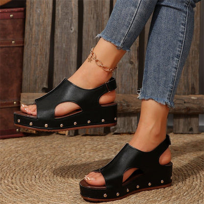 Chic Platform Peep Toe Sandals by Sophie Laurie