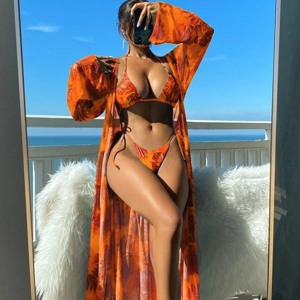 Vibrant Floral Sophie Laurie Long Sleeve Bikini Set