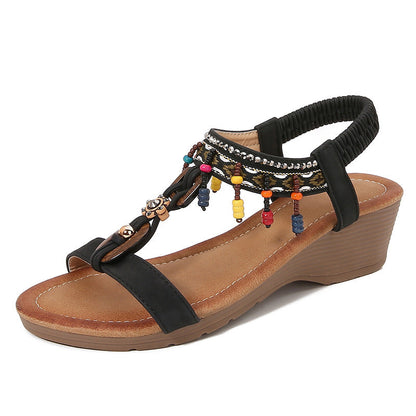 Chic Rhinestone Wedge Sandals by Sophie Laurie