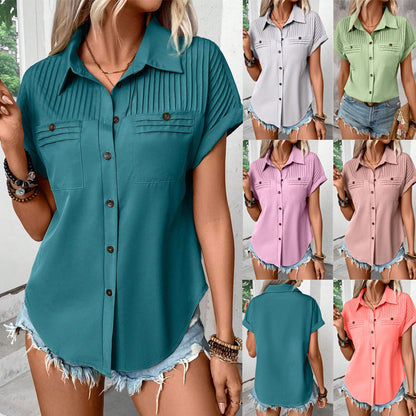 Pleated Shoulder Short Sleeve Top by Sophie Laurie
