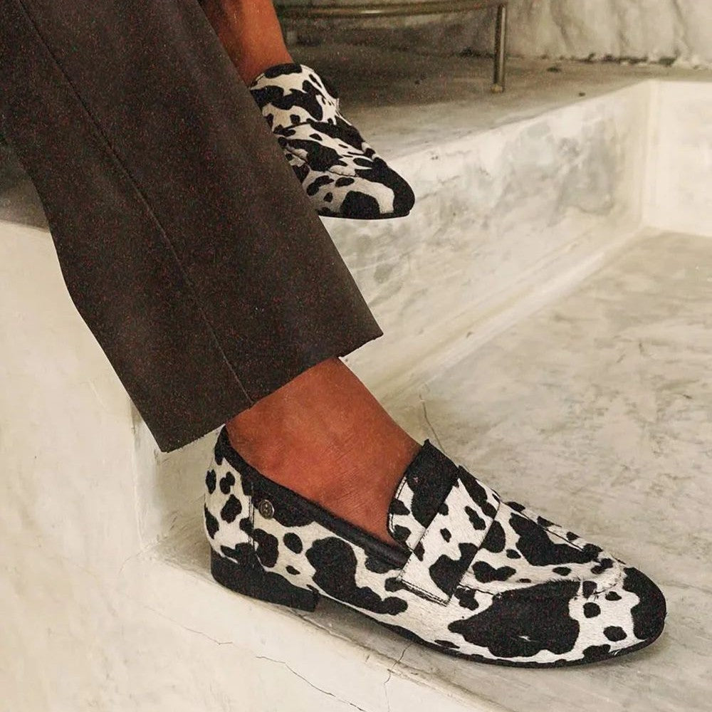 Cowprint Round-Toe Plus Shoes by Sophie Laurie