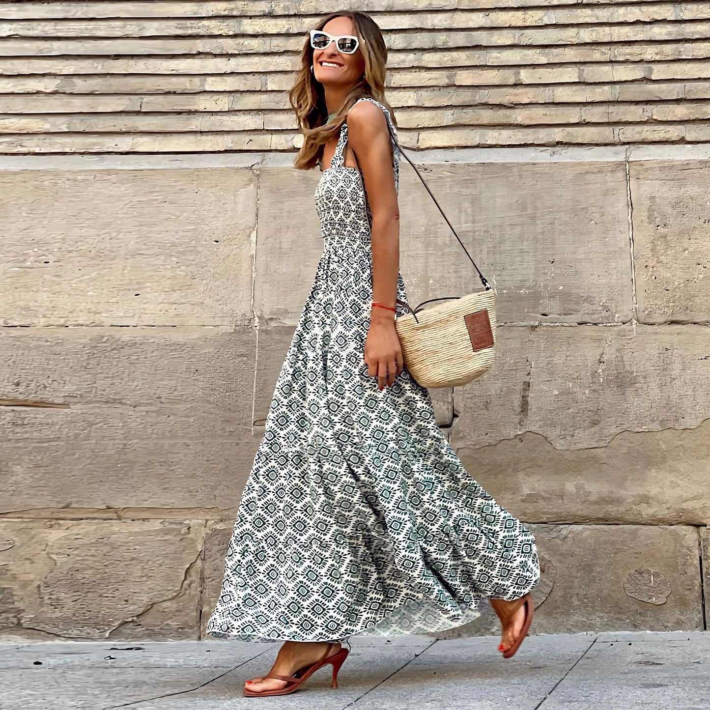 Elegant Floral Strap Dress by Sophie Laurie