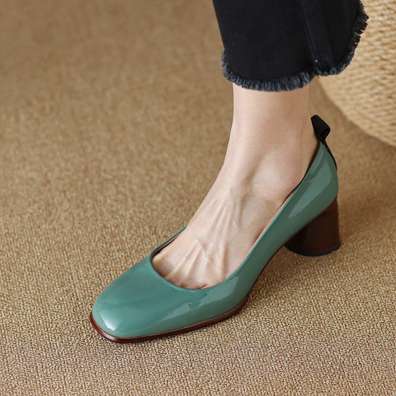 Elegant Leather Chunky Heels by Sophie Laurie