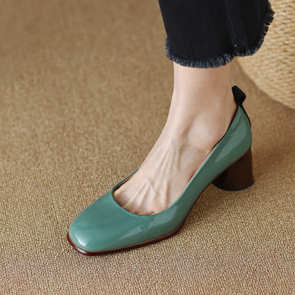 Elegant Leather Chunky Heels by Sophie Laurie