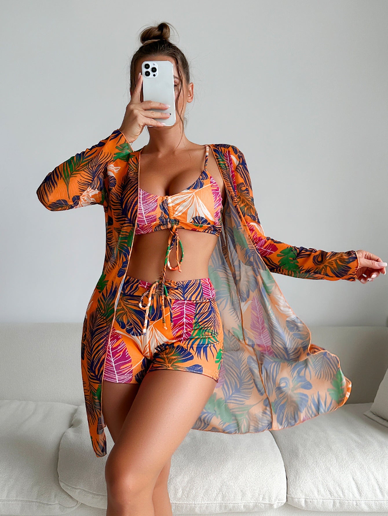 Vibrant Print Sophie Laurie Three-Piece Bikini Set