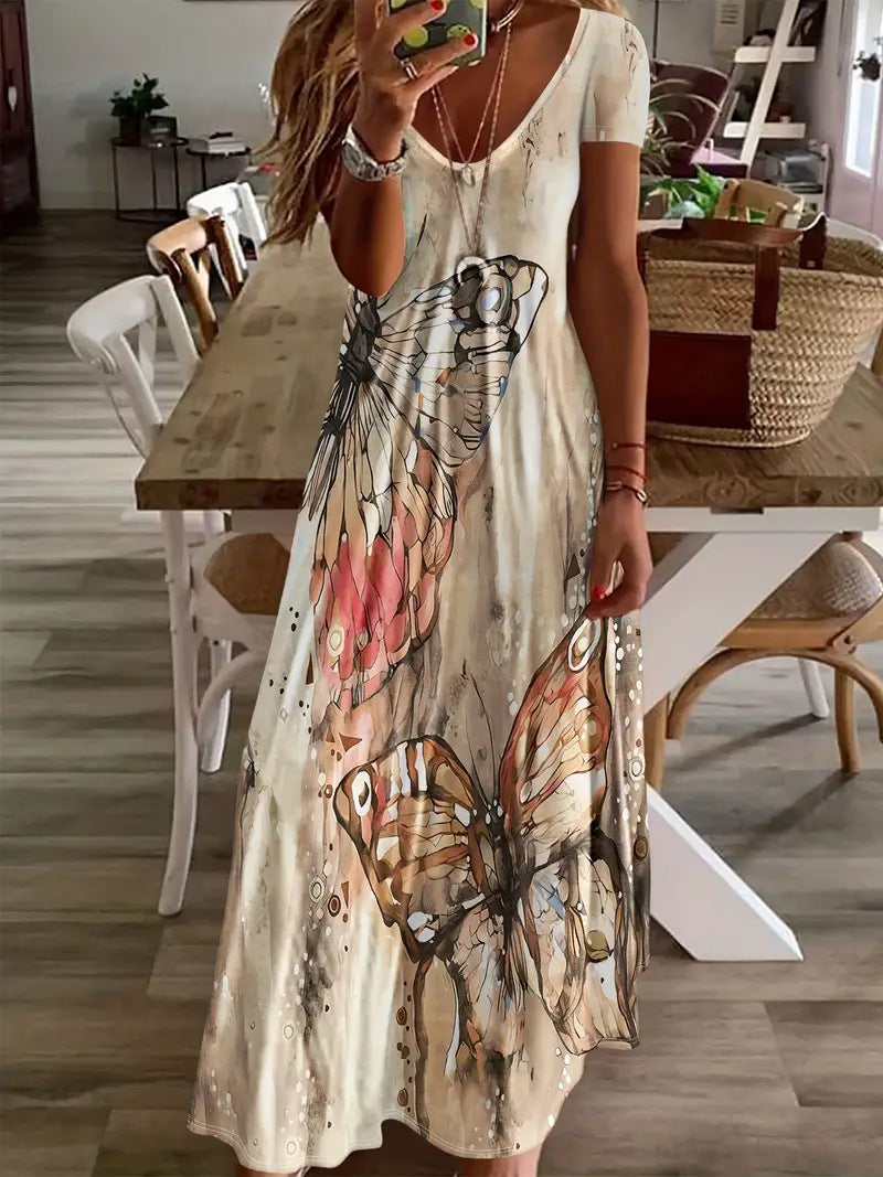 Bohemian Butterfly Print Sophie Laurie Maxi Dress