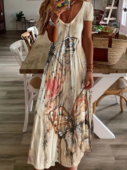 Bohemian Butterfly Print Sophie Laurie Maxi Dress