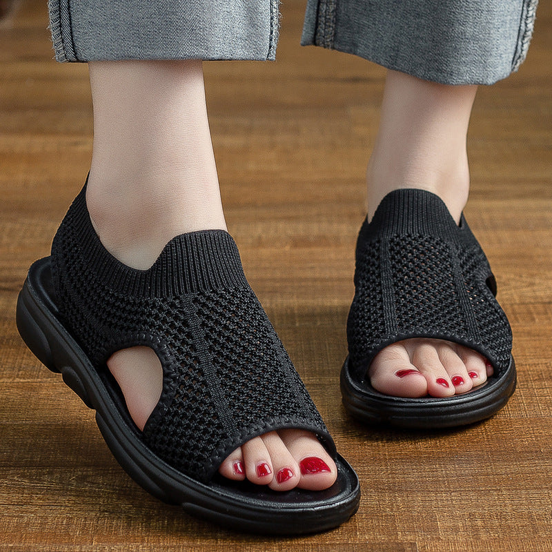 Breathable Knit Flat Sandals by Sophie Laurie