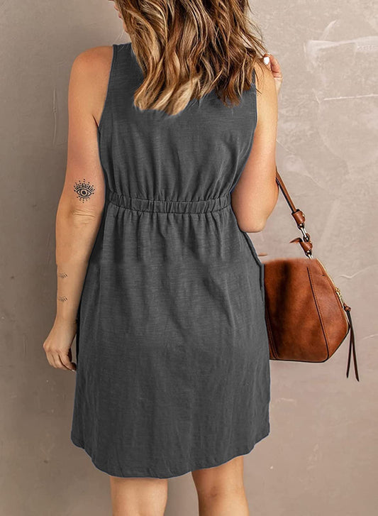 Floral Button V-Neck Dress by Sophie Laurie