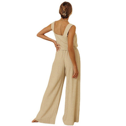 Relaxed Cotton Linen Vest Set by Sophie Laurie