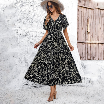 Chic Geometric Sophie Laurie Short Sleeve Midi Dress