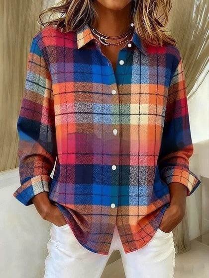 Plaid Colorblock Sophie Laurie Long Sleeve Blouse
